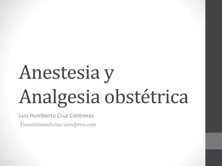 anestesia y analgesia obst trica