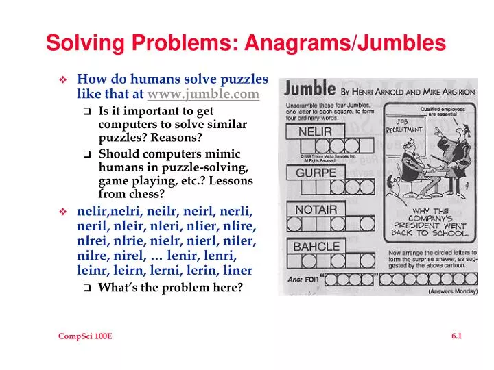 solving problems anagrams jumbles