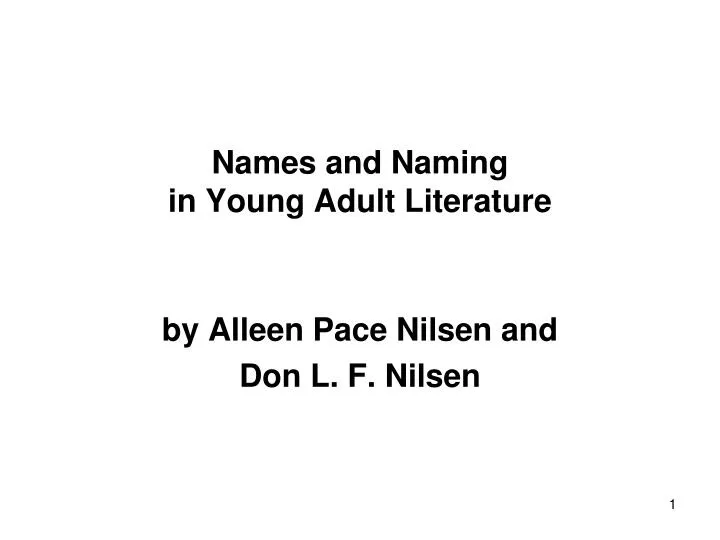 names and naming in young adult literature