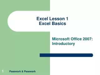 Excel Lesson 1 Excel Basics