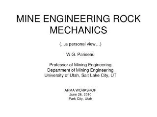 MINE ENGINEERING ROCK MECHANICS