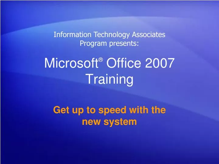 microsoft office 2007 training