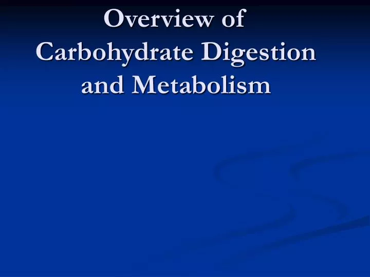 overview of carbohydrate digestion and metabolism