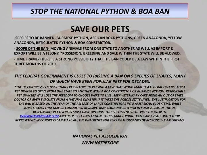 stop the national python boa ban