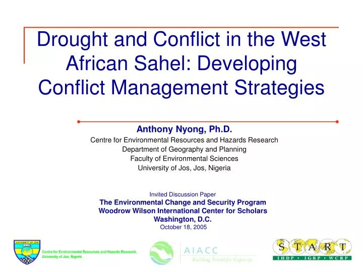 drought and conflict in the west african sahel developing conflict management strategies