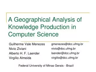A Geographical Analysis of Knowledge Production in Computer Science