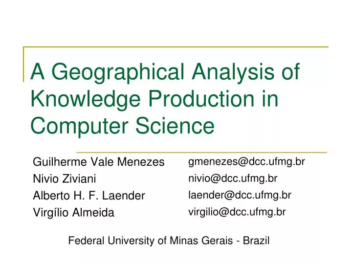 a geographical analysis of knowledge production in computer science