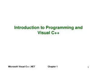 Introduction to Programming and Visual C++