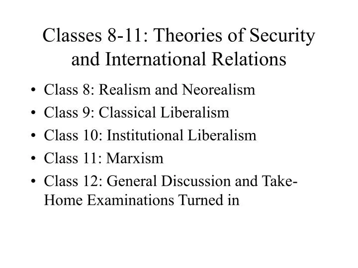 classes 8 11 theories of security and international relations