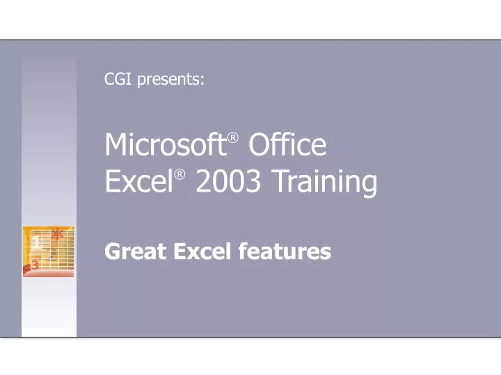 microsoft office excel 2003 training