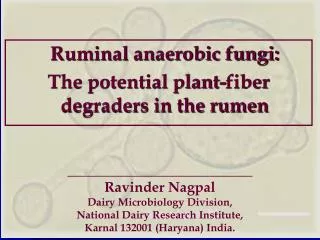 Ruminal anaerobic fungi: The potential plant-fiber degraders in the rumen