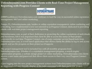 defendmyname.com provides clients with real-time project man