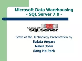 M icrosoft Data Warehousing - SQL Server 7.0 -