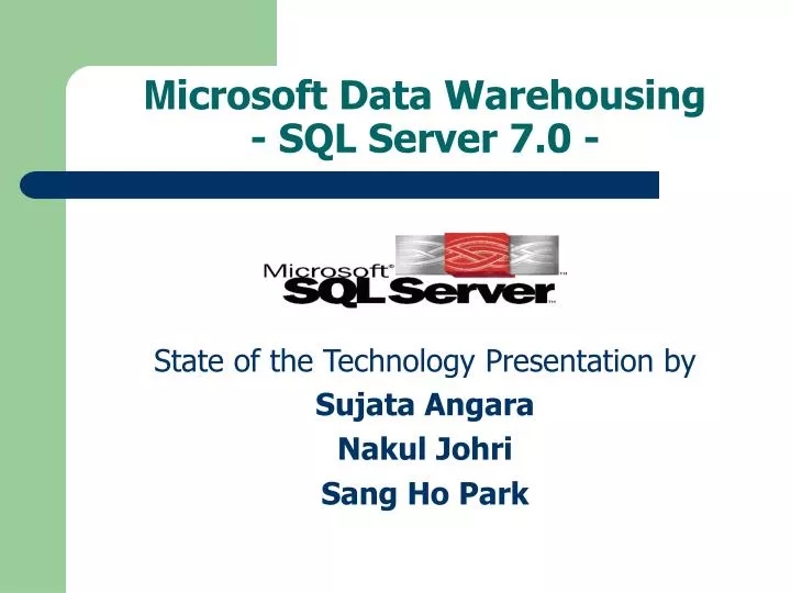 m icrosoft data warehousing sql server 7 0