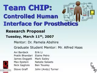 Team CHIP: Controlled Human Interface for Prosthetics