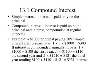 13.1 Compound Interest