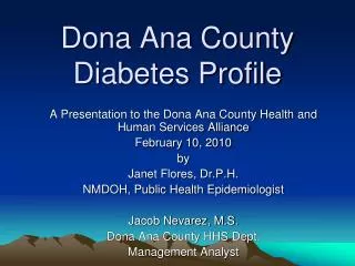 Dona Ana County Diabetes Profile