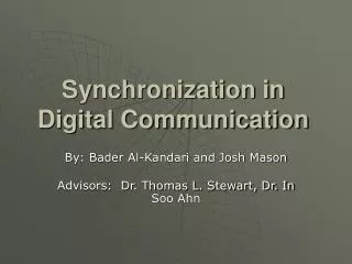 Synchronization in Digital Communication
