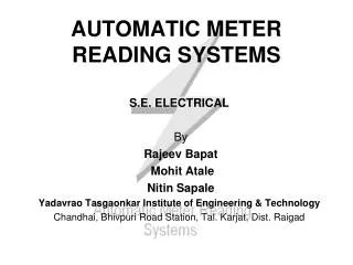 AUTOMATIC METER READING SYSTEMS