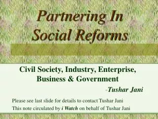 Partnering In Social Reforms
