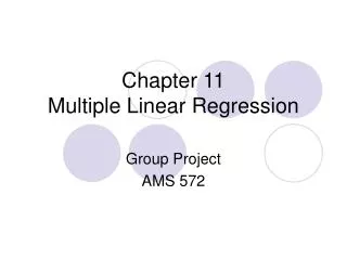 Chapter 11 Multiple Linear Regression