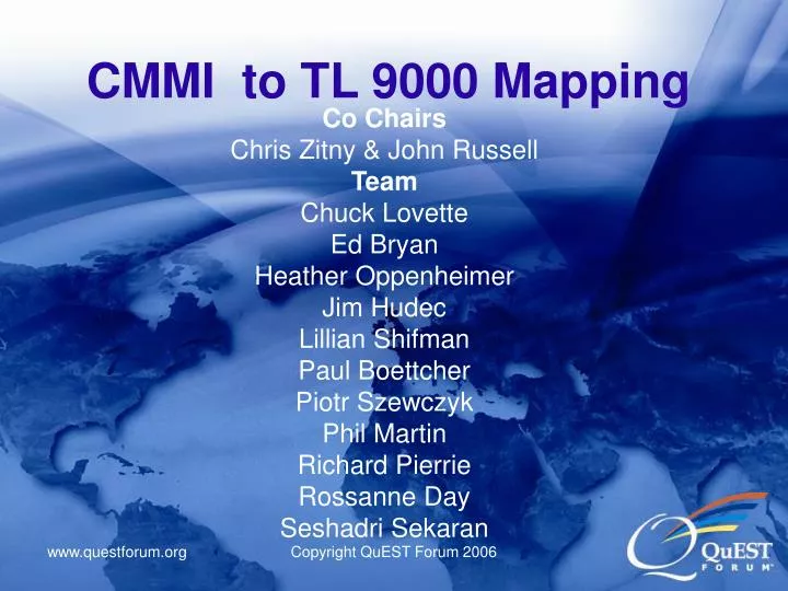 cmmi to tl 9000 mapping