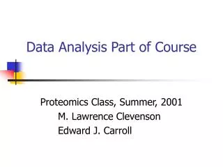 Data Analysis Part of Course