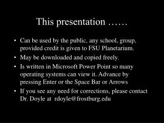 This presentation ……