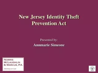 New Jersey Identity Theft Prevention Act