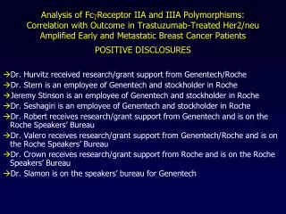 Dr. Hurvitz received research/grant support from Genentech/Roche Dr. Stern is an employee of Genentech and stockholder i