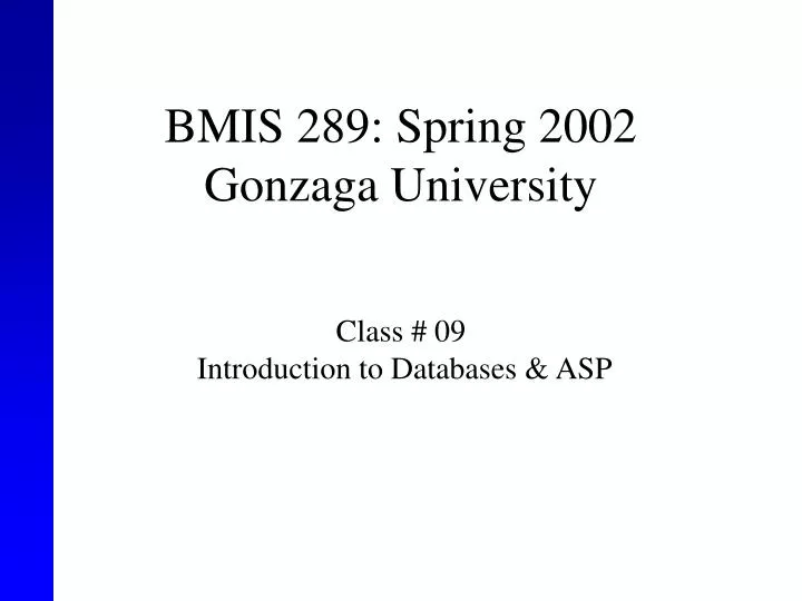 bmis 289 spring 2002 gonzaga university