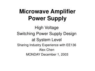 Microwave Amplifier Power Supply