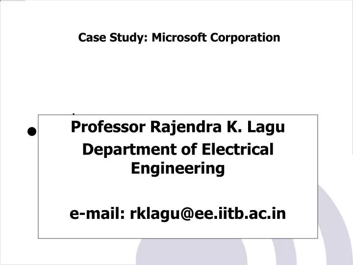 professor rajendra k lagu department of electrical engineering e mail rklagu@ee iitb ac in