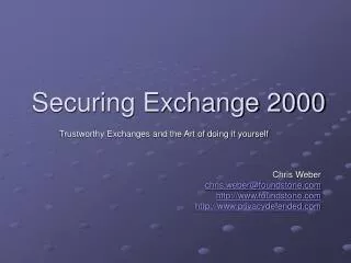 Securing Exchange 2000