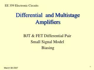 Differential and Multistage Amplifiers