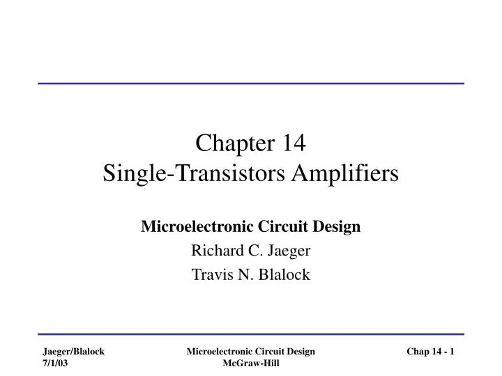 chapter 14 single transistors amplifiers