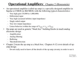 Operational Amplifiers : Chapter 2 (Horenstein)