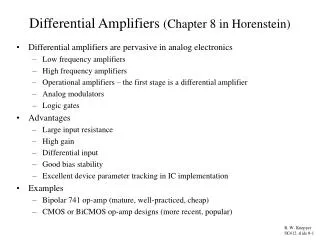 Differential Amplifiers (Chapter 8 in Horenstein)