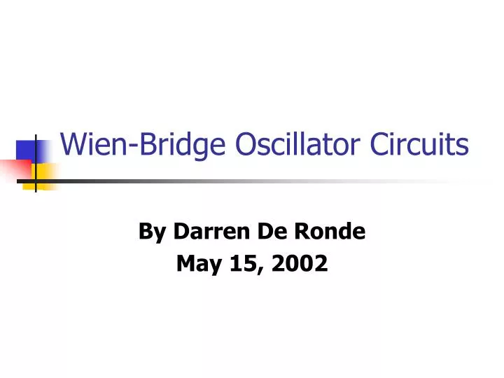 wien bridge oscillator circuits