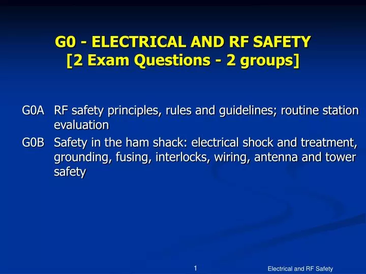 g0 electrical and rf safety 2 exam questions 2 groups