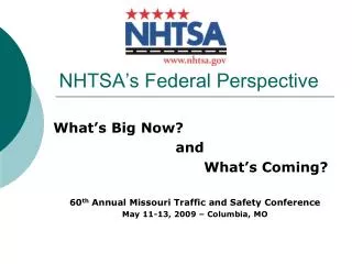 NHTSA’s Federal Perspective