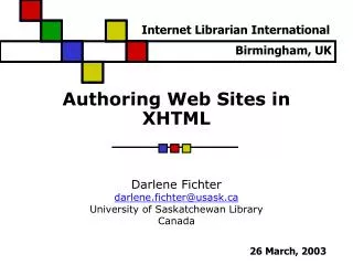 Authoring Web Sites in XHTML