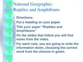 National Geographic: Reptiles and Amphibians