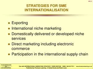 STRATEGIES FOR SME INTERNATIONALISATION