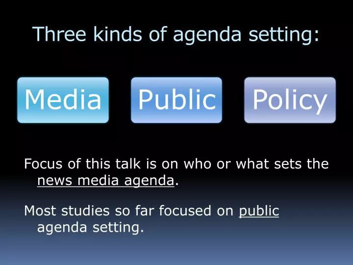 three kinds of agenda setting