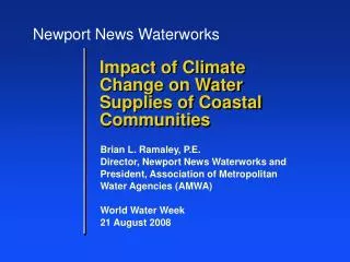 Impact of Climate Change on Water Supplies of Coastal Communities