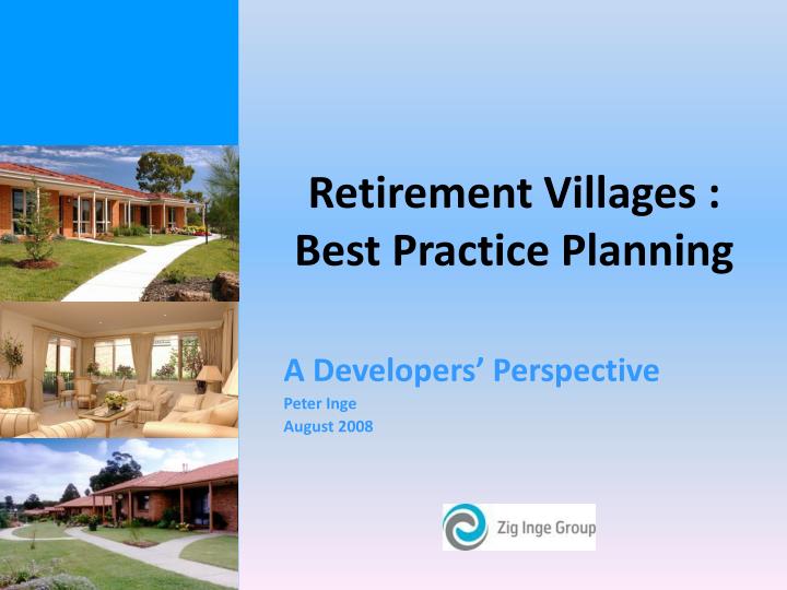 retirement villages best practice planning