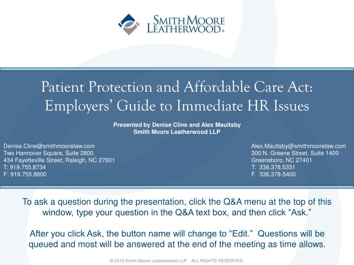 patient protection and affordable care act employers guide to immediate hr issues