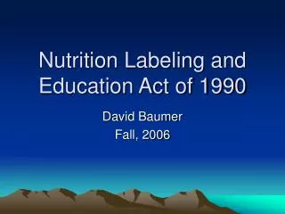 Nutrition Labeling and Education Act of 1990