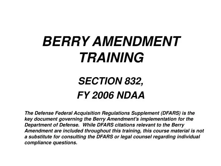 berry amendment training